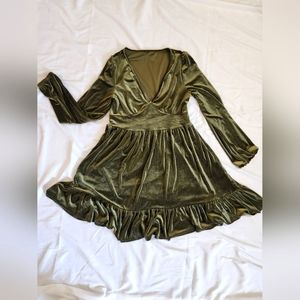 Halara velvet green dress